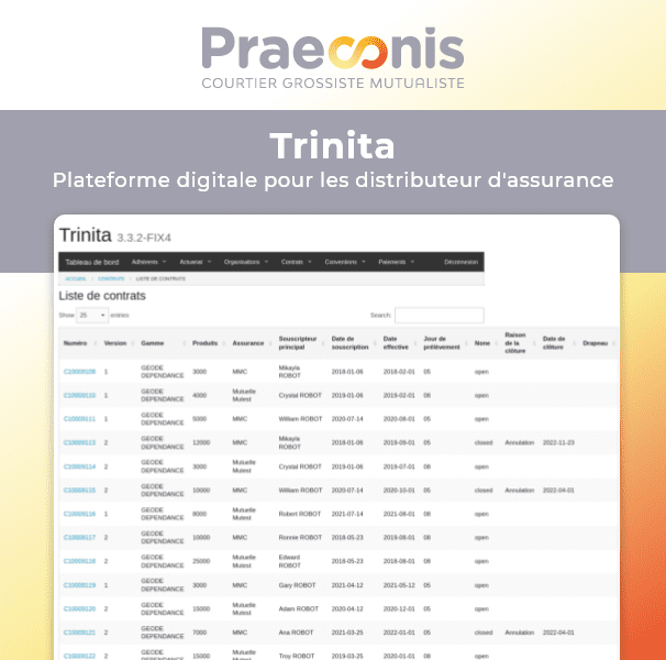 Projet Praeconis - Plateforme digitale pour les distributeurs d'assurance